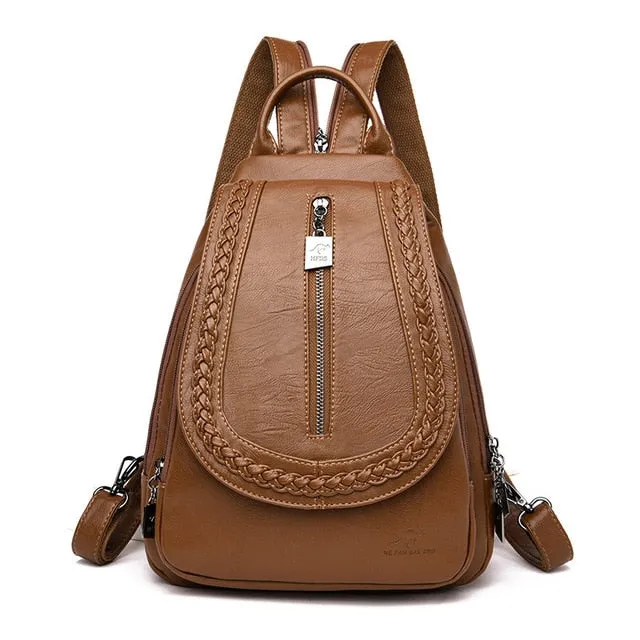 Leather Zipper Backpacks