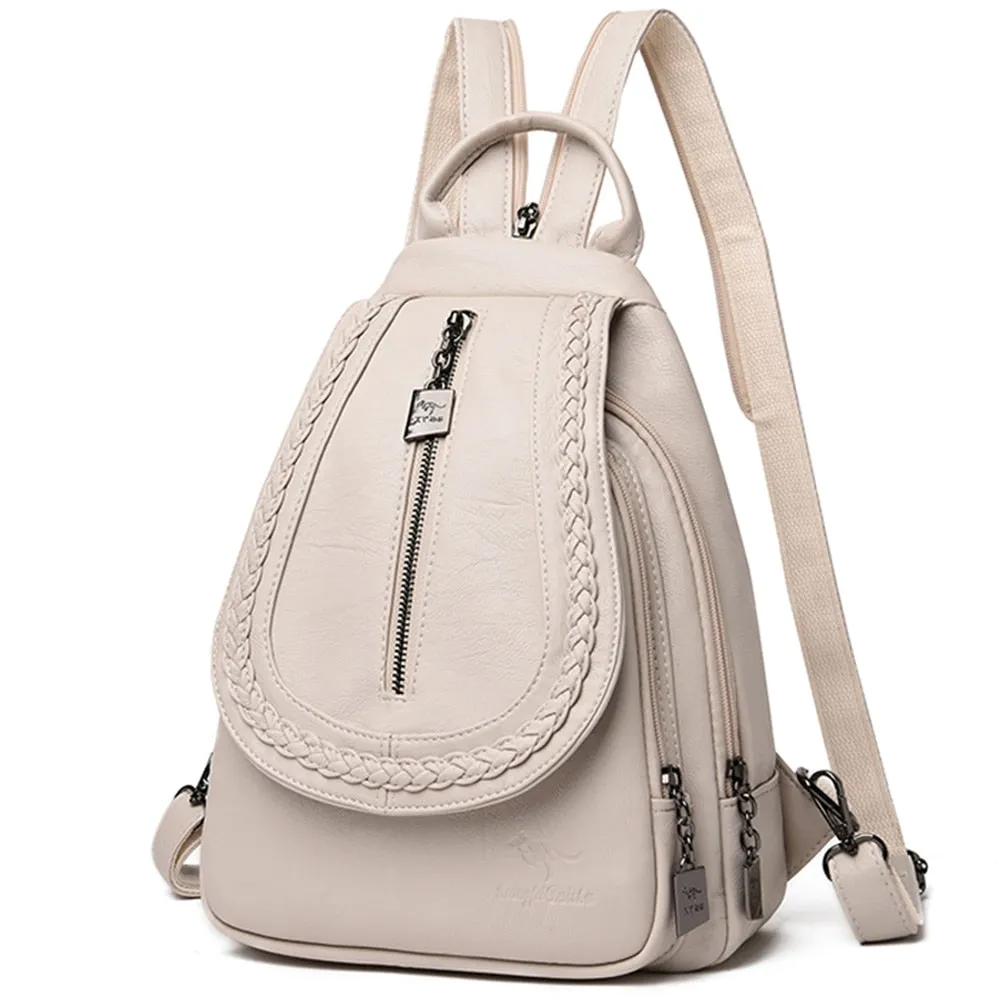 Leather Zipper Backpacks