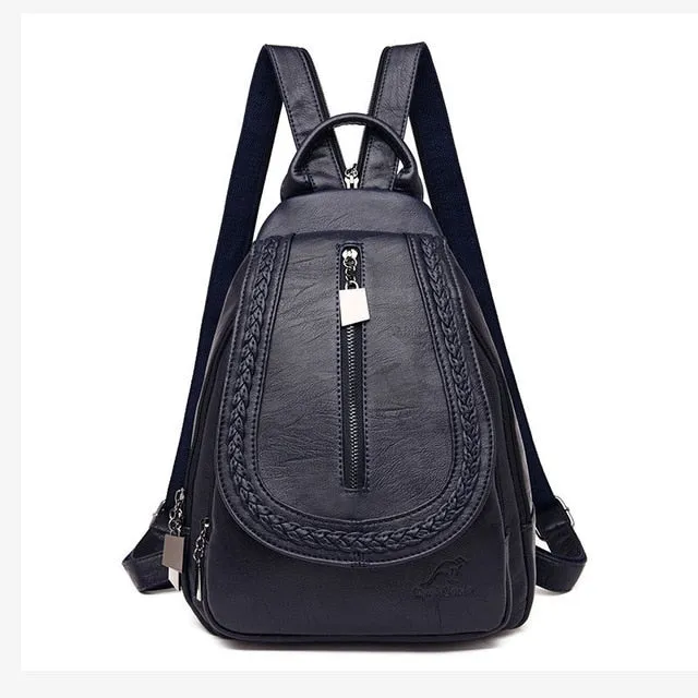 Leather Zipper Backpacks