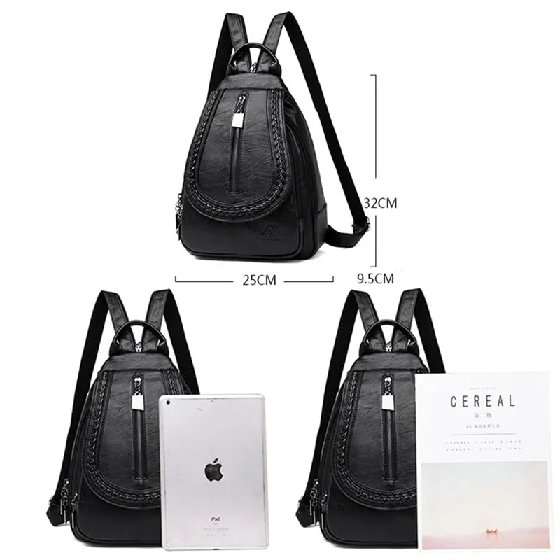 Leather Zipper Backpacks