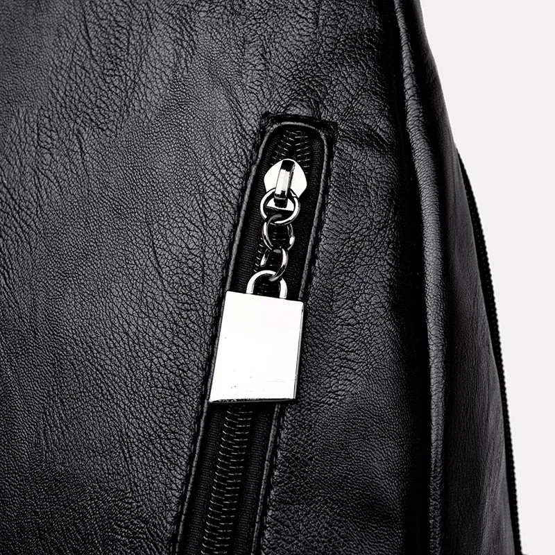 Leather Zipper Backpacks