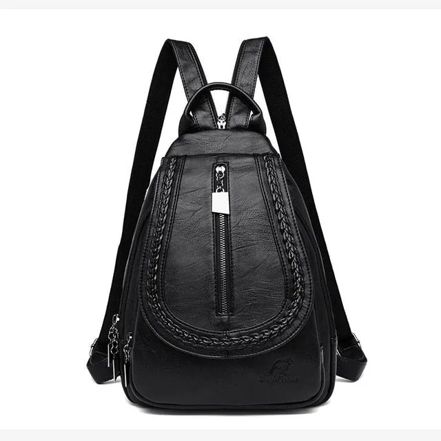 Leather Zipper Backpacks