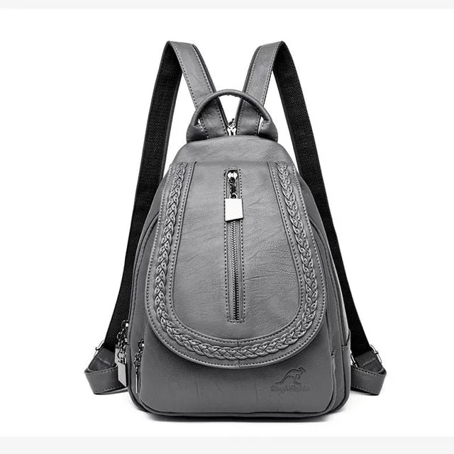 Leather Zipper Backpacks