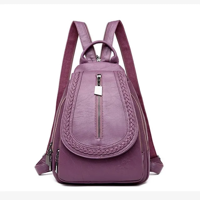 Leather Zipper Backpacks