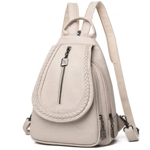 Leather Zipper Backpacks