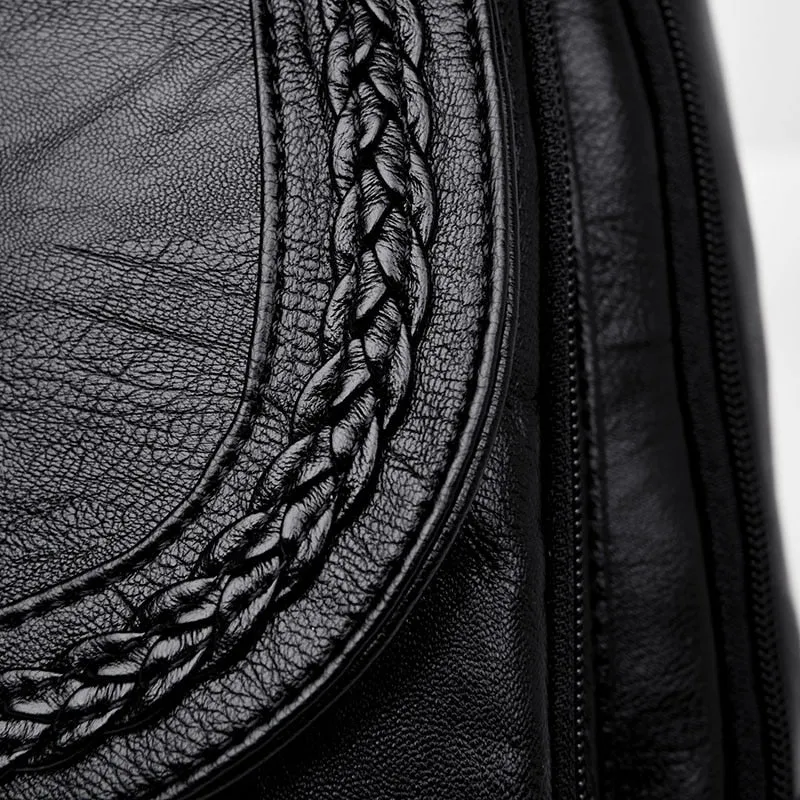 Leather Zipper Backpacks
