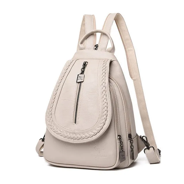 Leather Zipper Backpacks