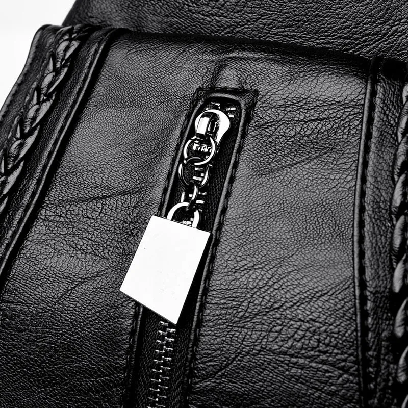 Leather Zipper Backpacks