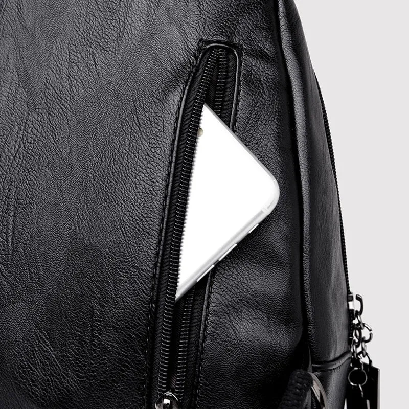 Leather Zipper Backpacks