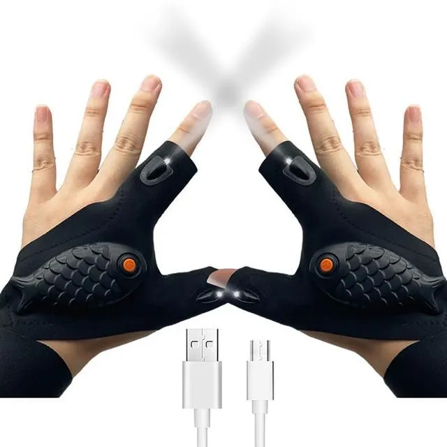 LED Flashlight Glove Fingerless