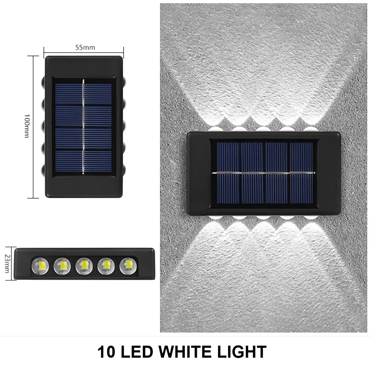 LED Solar Wall Lamp Outdoor Waterproof Up and Down Luminous Lighting for Garden