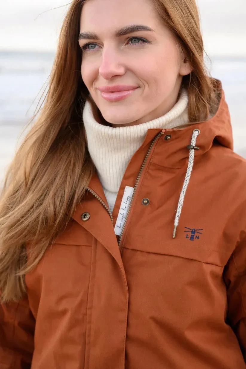 Lighthouse Ladies Waterproof Windproof Breathable Isobel 3/4 Length Coat-RUSTIC BROWN