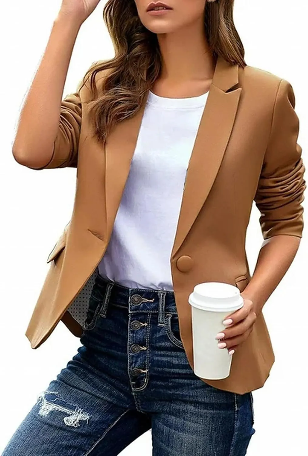 Lightweight Blazer for Women Office Women Blazer Open Front Wool Lightweight Suit Pluse Size Oversized Blazers