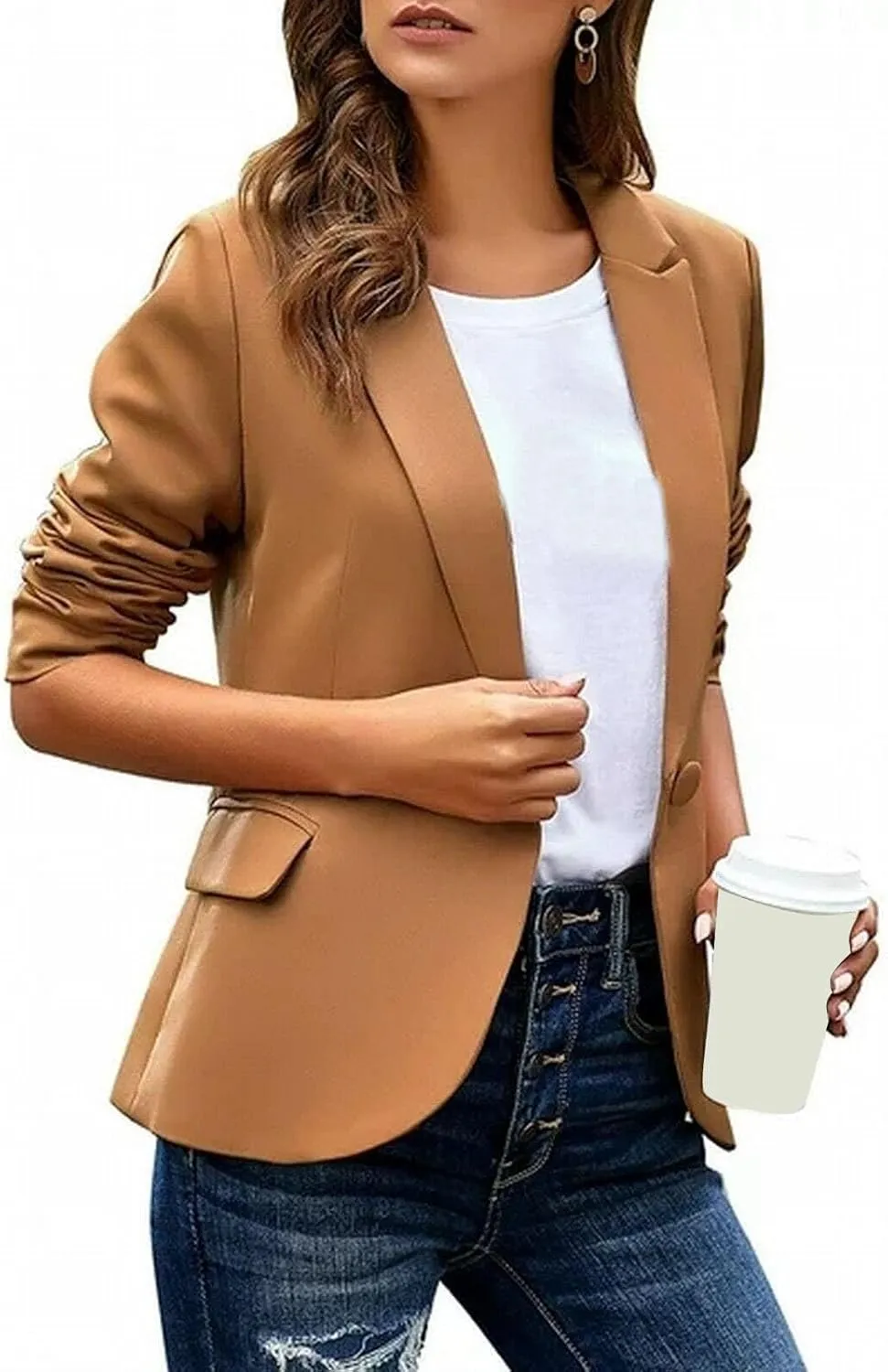 Lightweight Blazer for Women Office Women Blazer Open Front Wool Lightweight Suit Pluse Size Oversized Blazers