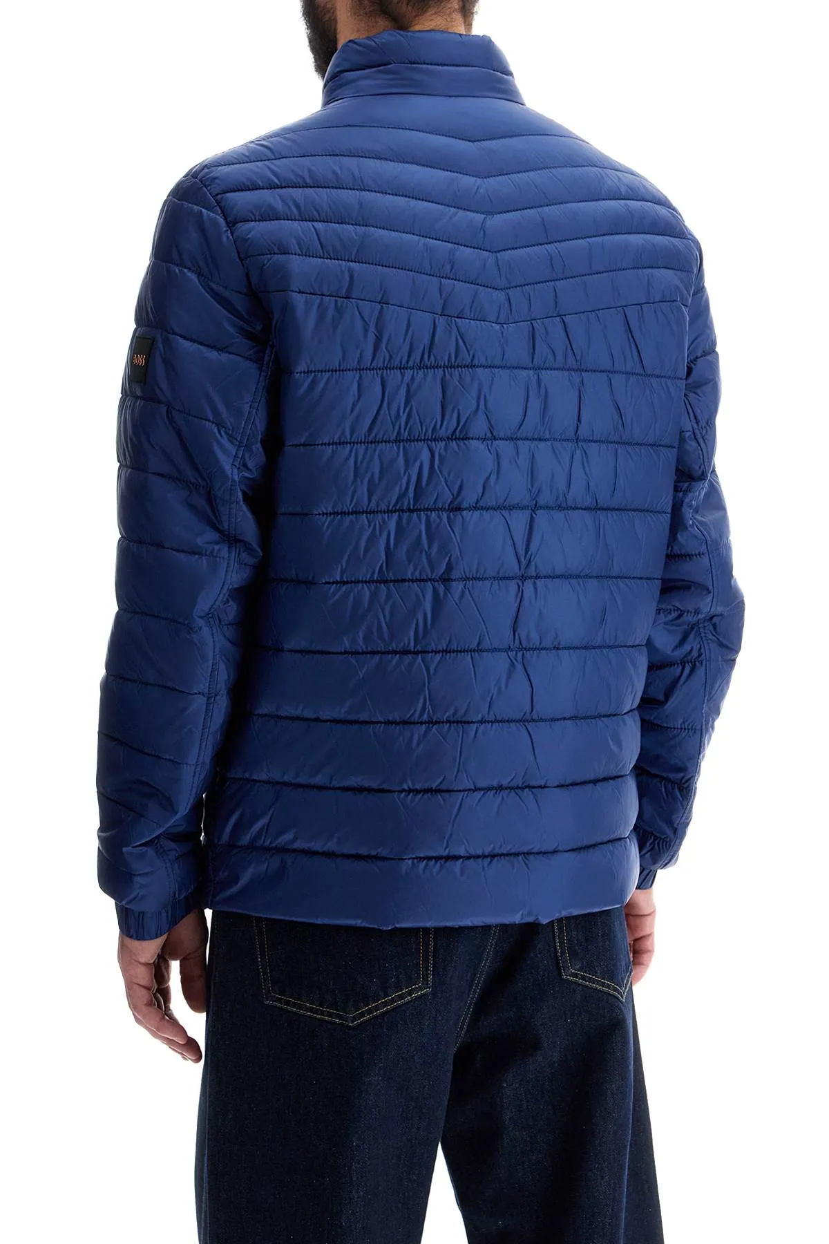 lightweight jacket with horizontal blue stripes and high collar zip 50505262 OPEN BLUE