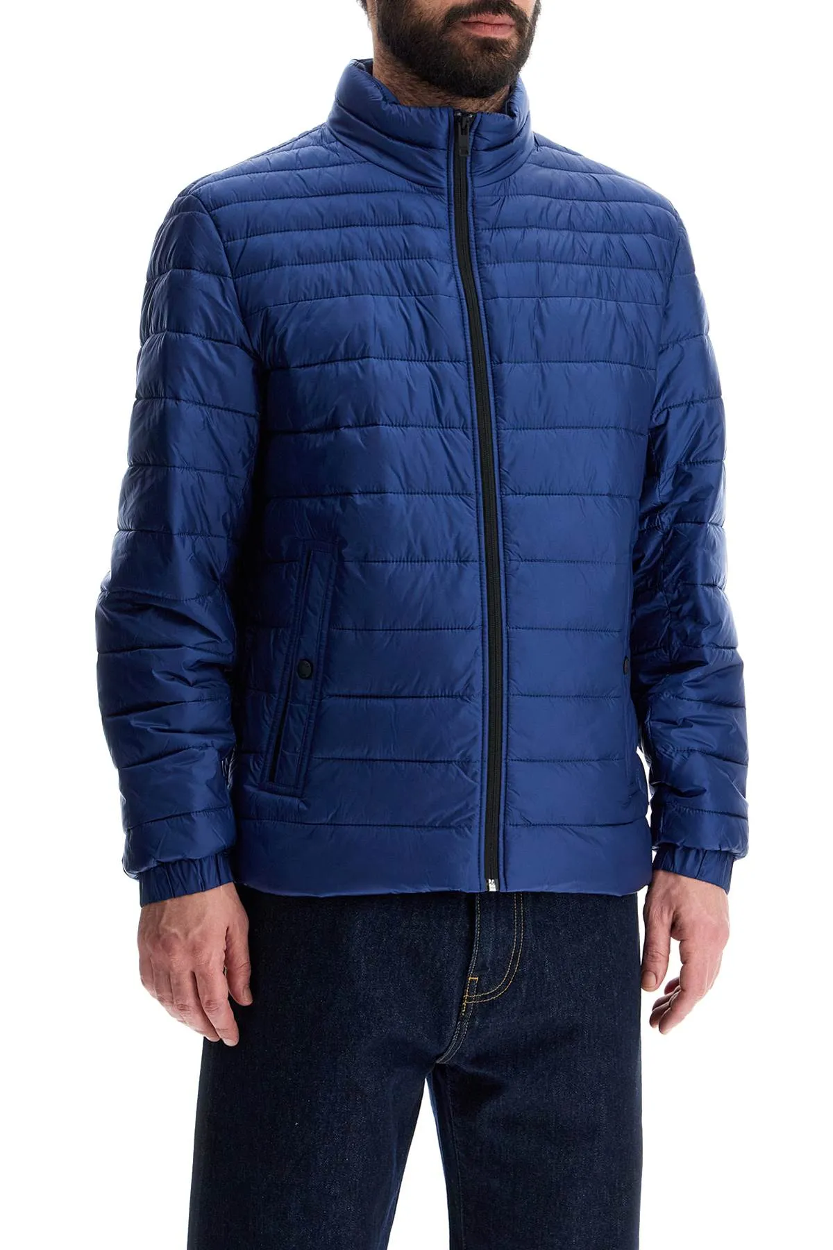 lightweight jacket with horizontal blue stripes and high collar zip 50505262 OPEN BLUE