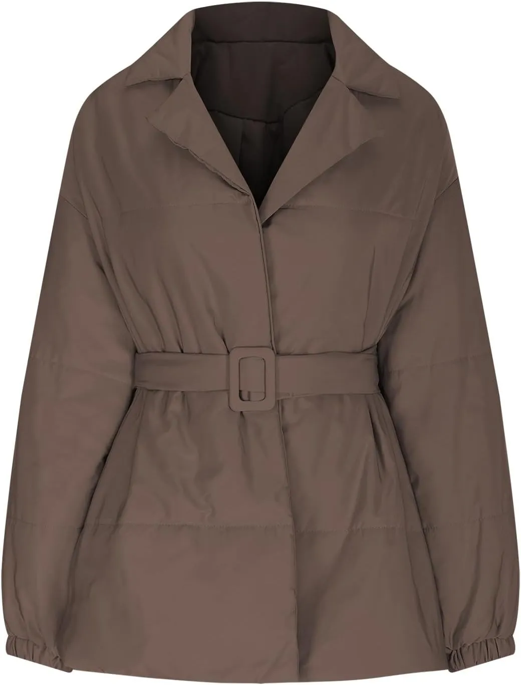 Lightweight Puffer Jacket Women Collared Trendy Puffer Coat Padded Lightweight Quilted Jackets with Belt Casual