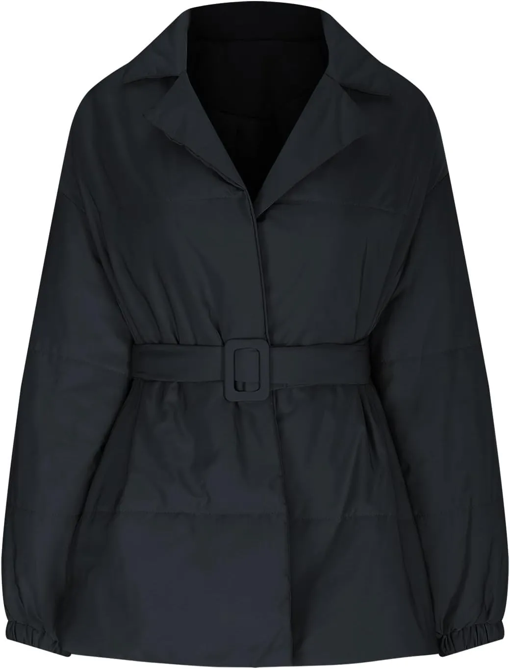 Lightweight Puffer Jacket Women Collared Trendy Puffer Coat Padded Lightweight Quilted Jackets with Belt Casual