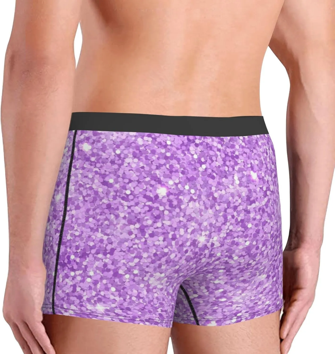 Lilac Glittering Print Boxer Briefs For Men Breathable Underwear-