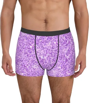 Lilac Glittering Print Boxer Briefs For Men Breathable Underwear-
