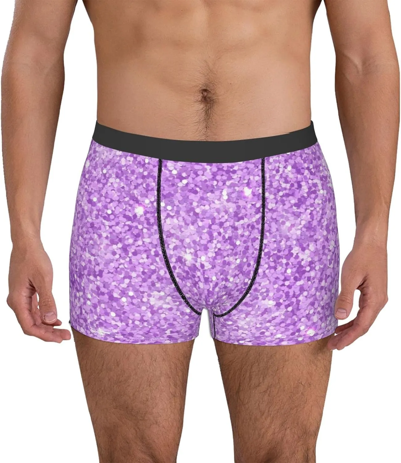 Lilac Glittering Print Boxer Briefs For Men Breathable Underwear-