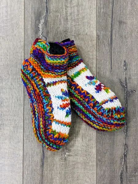 Lined Short Socks - Rainbow & White