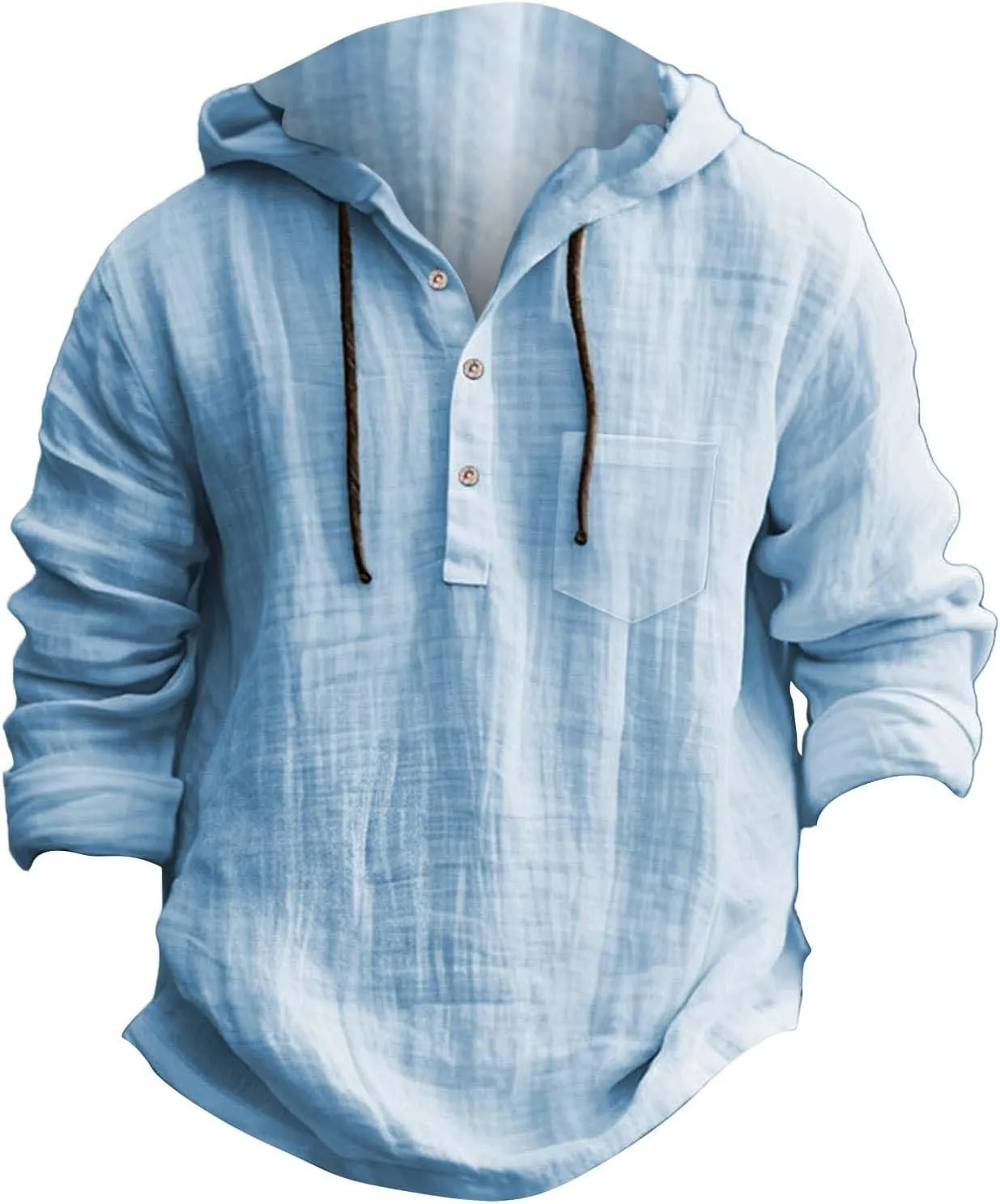 Linen Shirts for Men Lightweight Button Up Long Sleeve Hoodies Sweatshirts Lightweight Hawaiian Beach Hippie Shirt