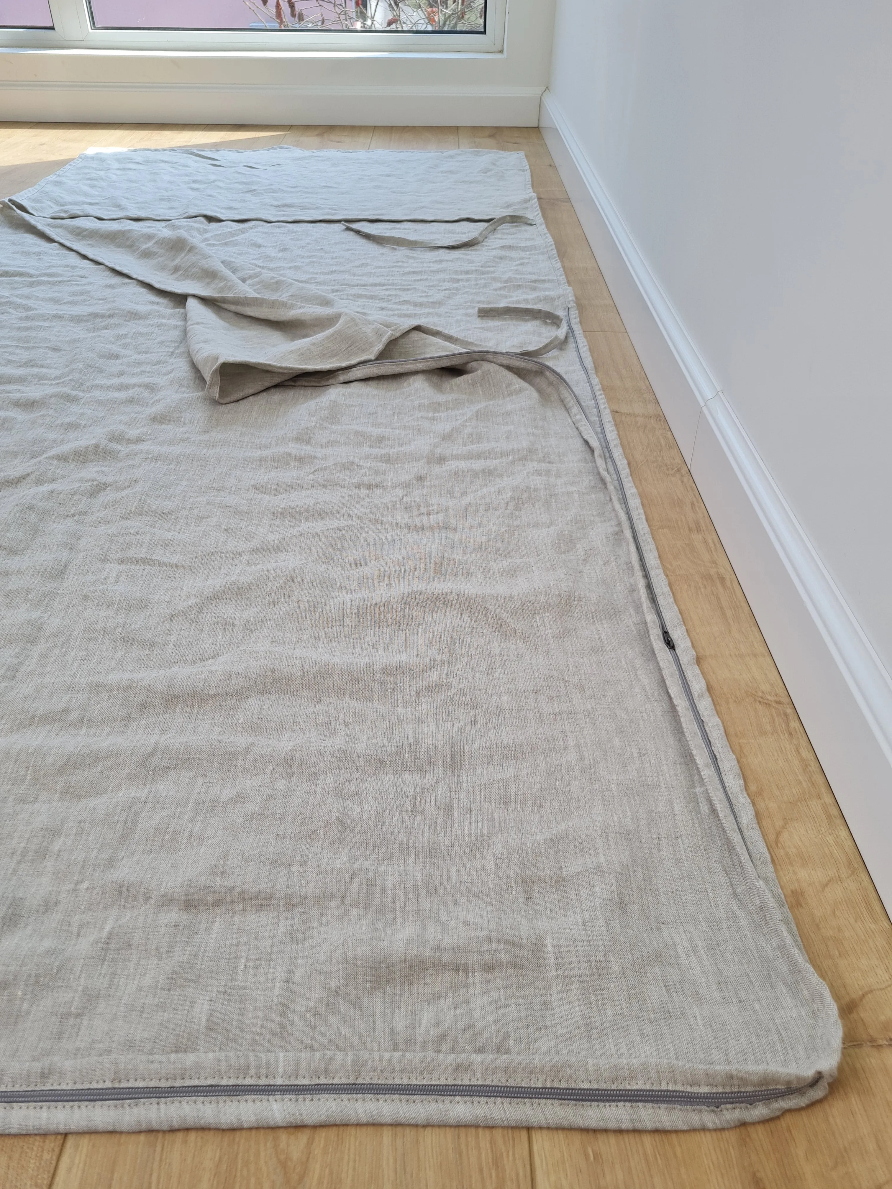 Linen Single Sleeping Bag Liner with Zipper for Camping Hiking Hostel Travel non-dyed linen fabric custom made