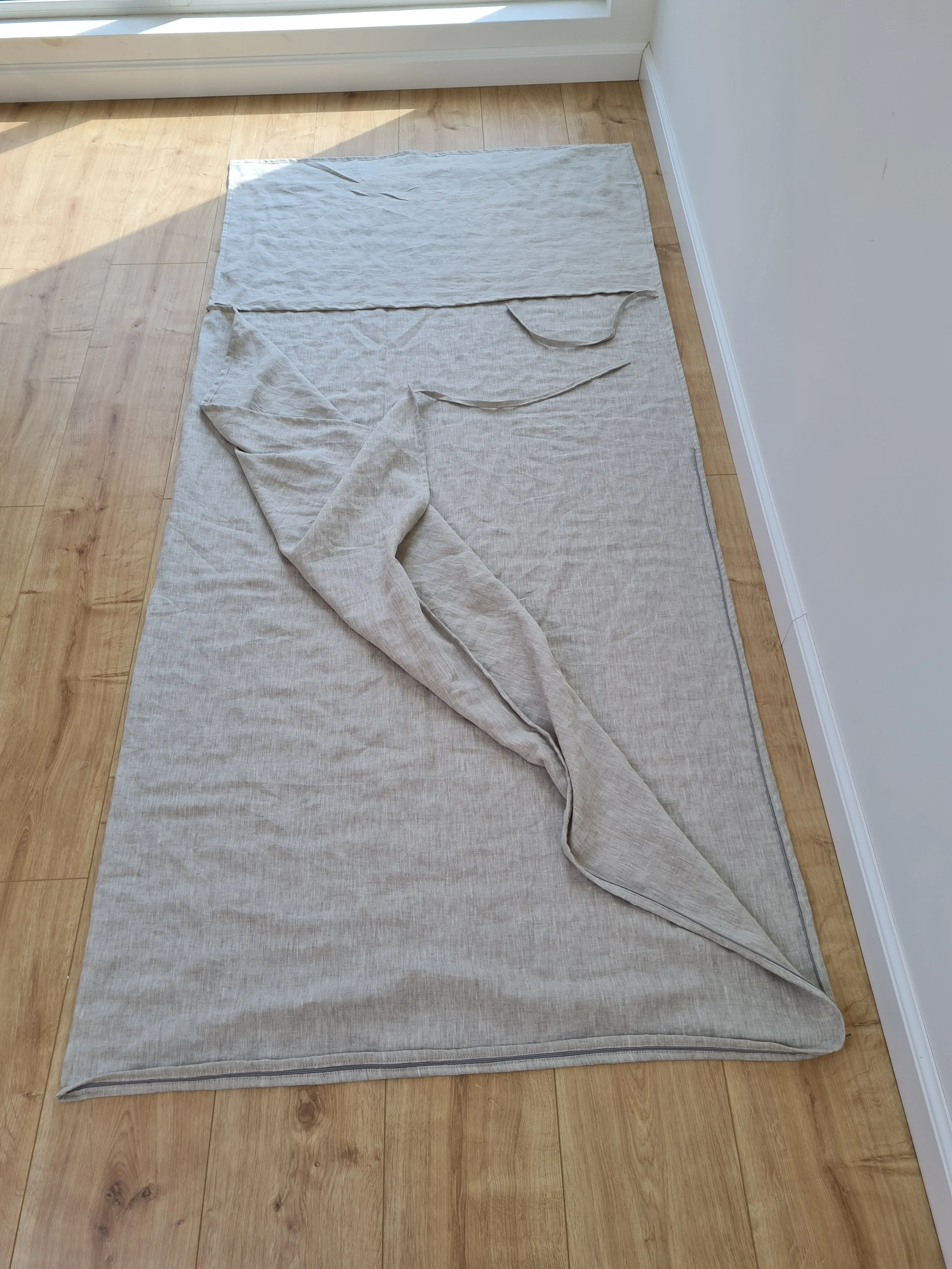 Linen Single Sleeping Bag Liner with Zipper for Camping Hiking Hostel Travel non-dyed linen fabric custom made