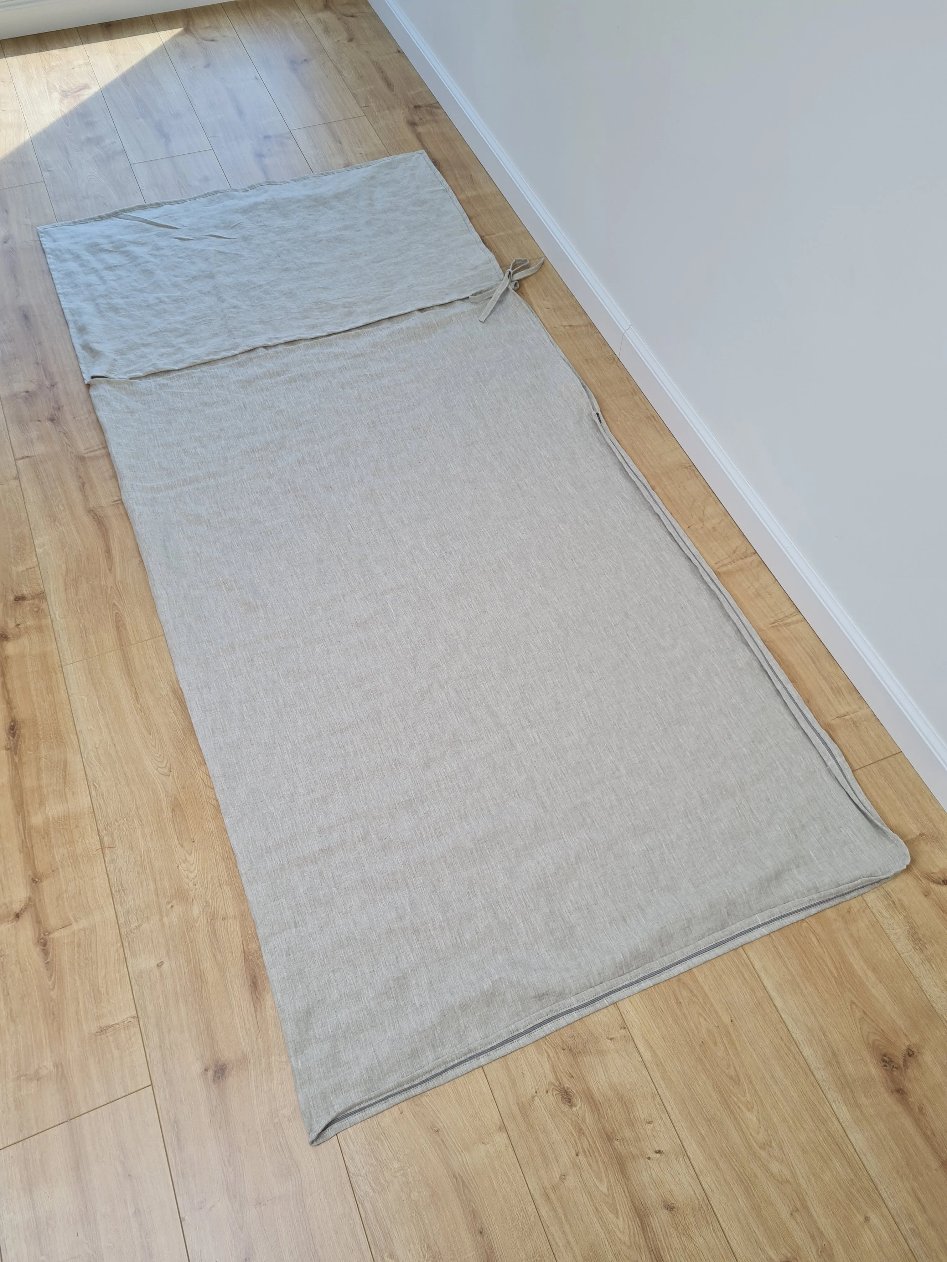 Linen Single Sleeping Bag Liner with Zipper for Camping Hiking Hostel Travel non-dyed linen fabric custom made