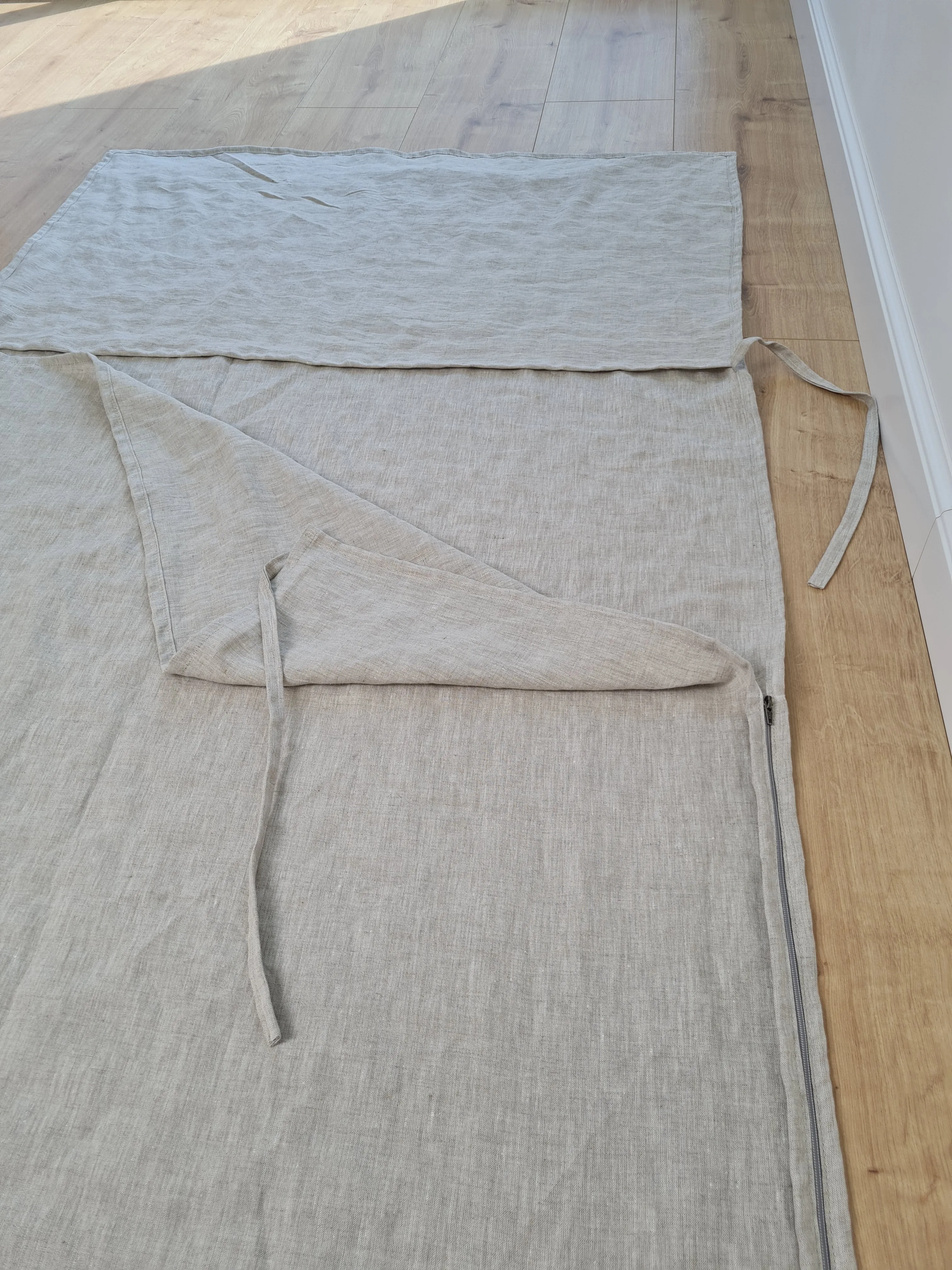 Linen Single Sleeping Bag Liner with Zipper for Camping Hiking Hostel Travel non-dyed linen fabric custom made