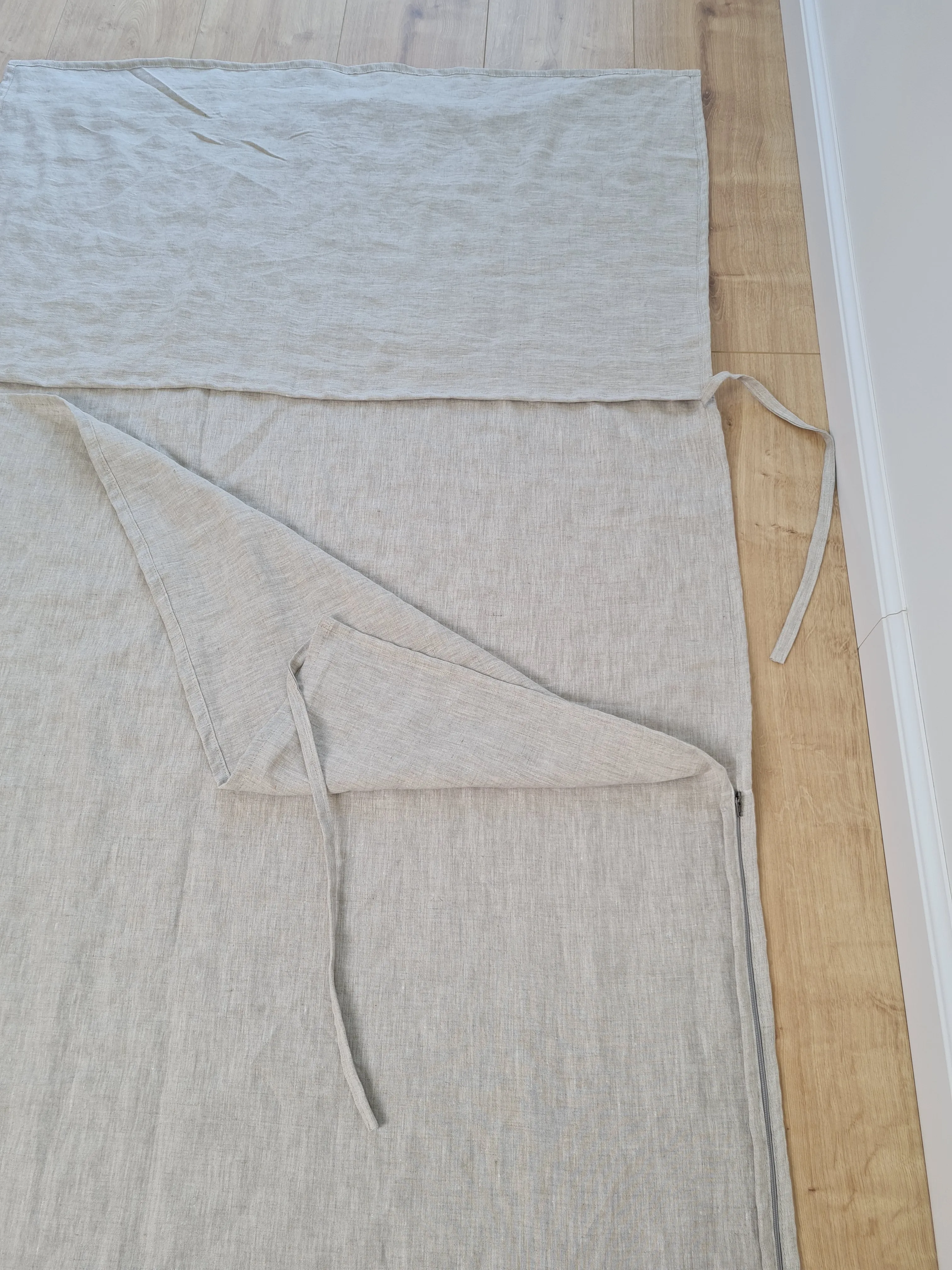 Linen Single Sleeping Bag Liner with Zipper for Camping Hiking Hostel Travel non-dyed linen fabric custom made