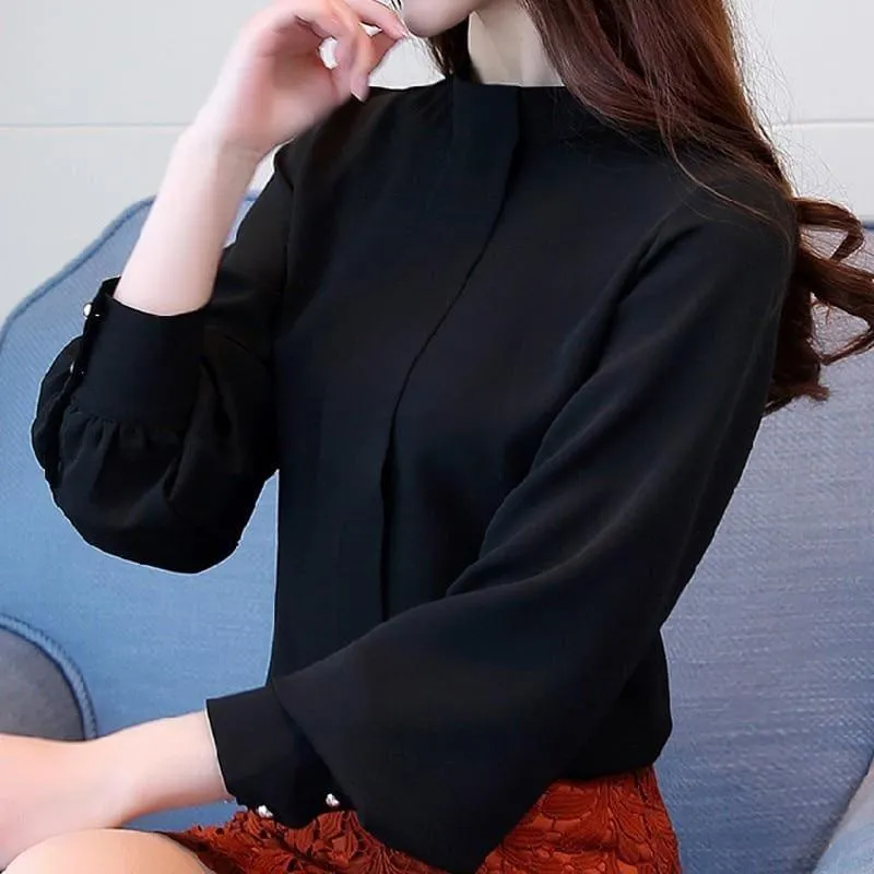 Long Sleeve Shirts Casual Chiffon Work Wear Office Blouse