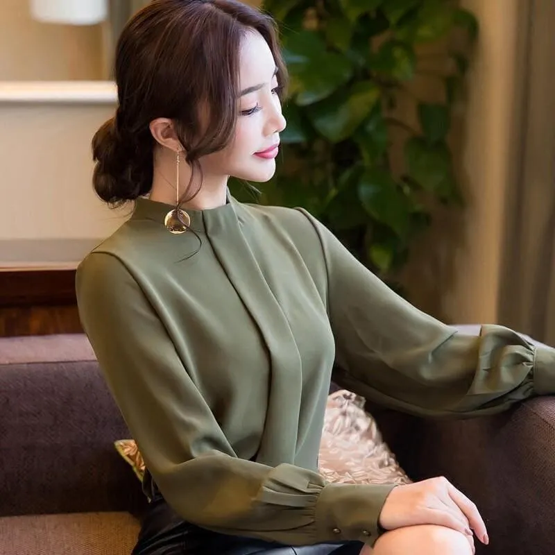 Long Sleeve Shirts Casual Chiffon Work Wear Office Blouse