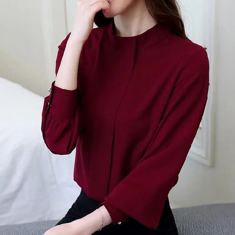 Long Sleeve Shirts Casual Chiffon Work Wear Office Blouse