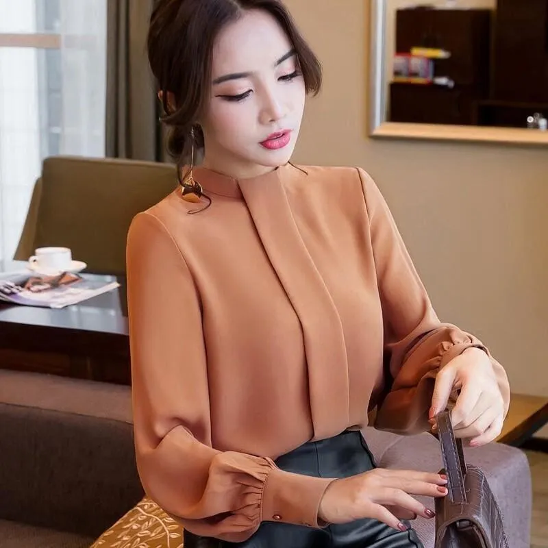 Long Sleeve Shirts Casual Chiffon Work Wear Office Blouse