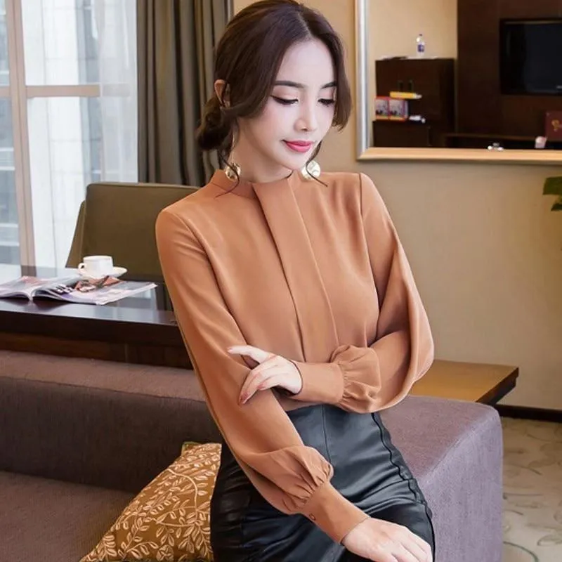Long Sleeve Shirts Casual Chiffon Work Wear Office Blouse