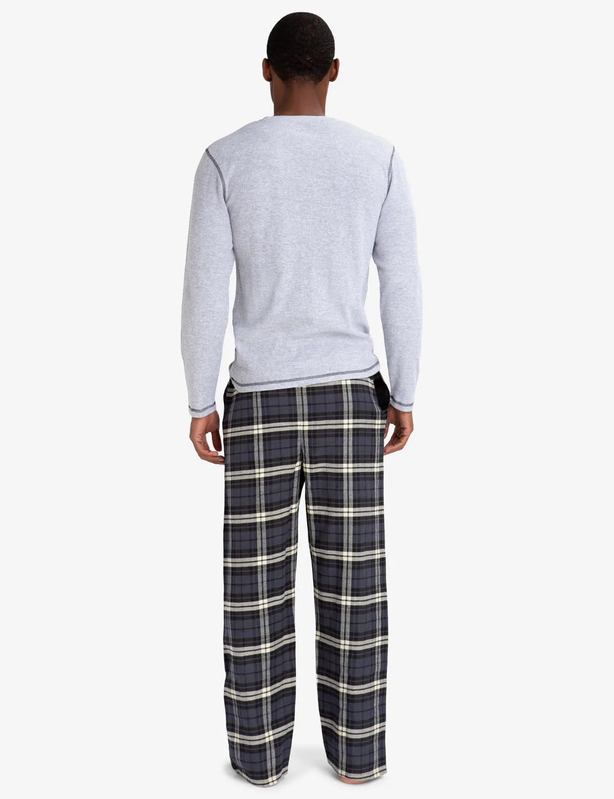 LOUNGE  SET: THERMAL TOP & PLAID PANTS