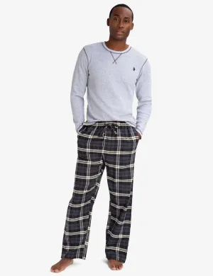 LOUNGE  SET: THERMAL TOP & PLAID PANTS