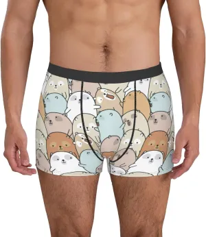 Lovely Bear Print Boxer Briefs For Men Breathable Underwear-