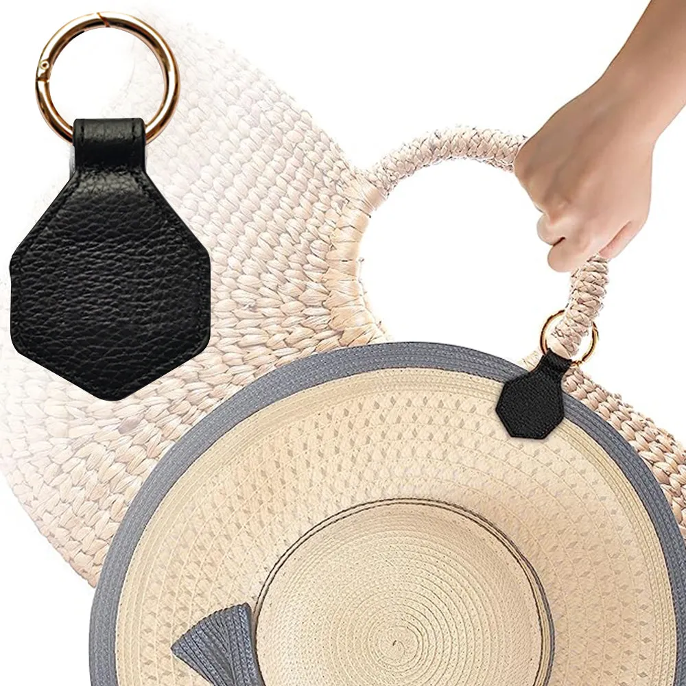 Magnetic Hat Clip for Travel PU Leather Hands Free Sunhat Clip on Bag Luggage Backpack Bag Accessory Black