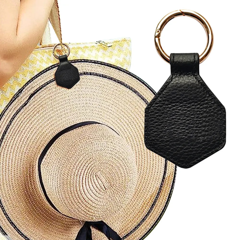 Magnetic Hat Clip for Travel PU Leather Hands Free Sunhat Clip on Bag Luggage Backpack Bag Accessory Black