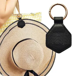Magnetic Hat Clip for Travel PU Leather Hands Free Sunhat Clip on Bag Luggage Backpack Bag Accessory Black