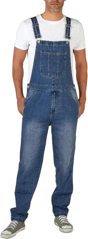 Maryia Men's Fishing Flexible Casual Unlined Denim Bib Overalls Fashion Relaxed Fit Lightweight Jumpsuit Stretch Trousers