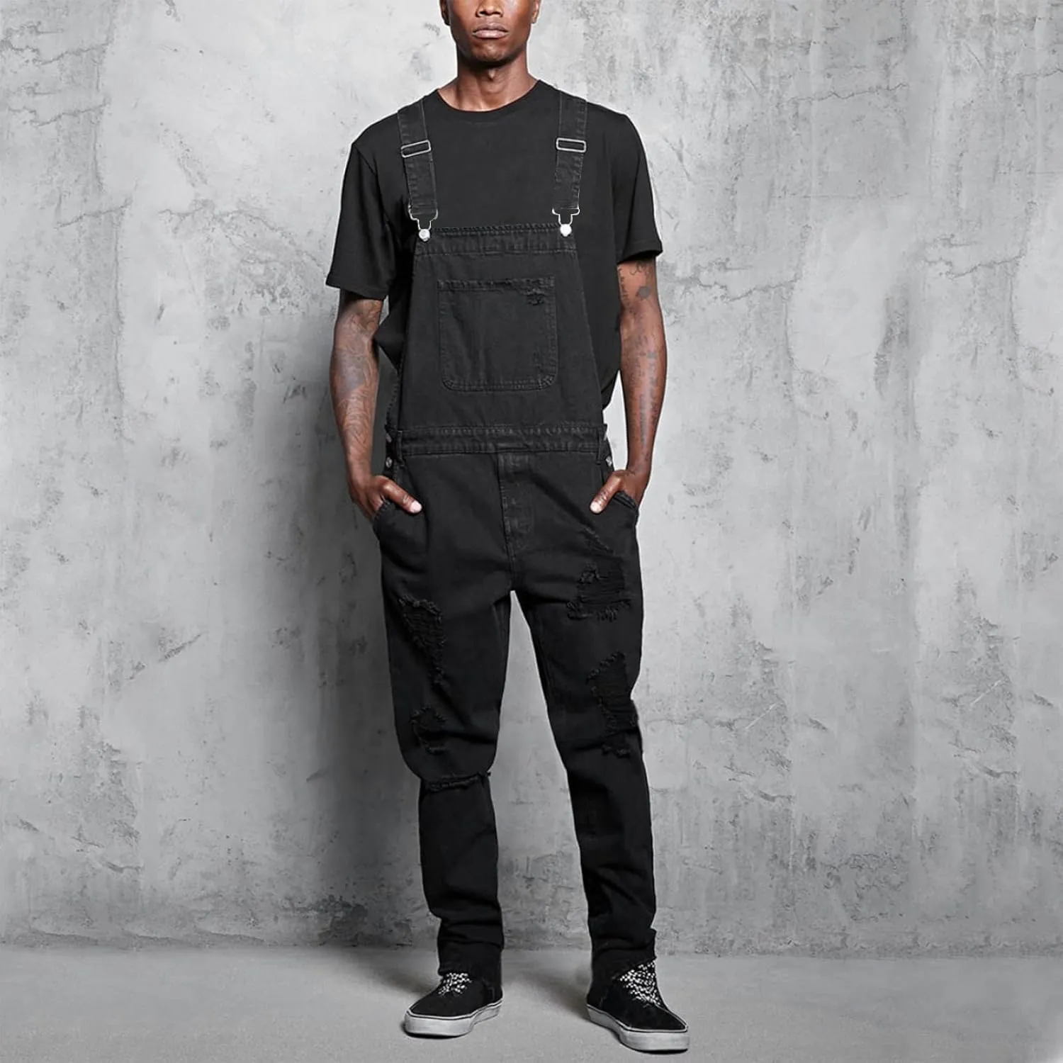 Maryia Men's Fishing Flexible Casual Unlined Denim Bib Overalls Fashion Relaxed Fit Lightweight Jumpsuit Stretch Trousers