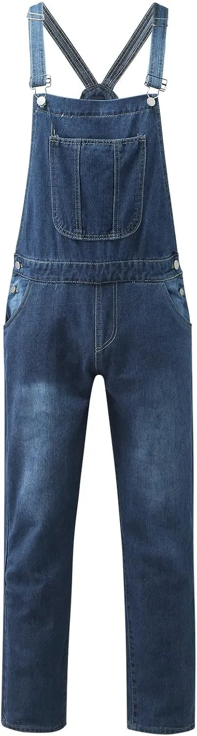 Maryia Men's Fishing Flexible Casual Unlined Denim Bib Overalls Fashion Relaxed Fit Lightweight Jumpsuit Stretch Trousers