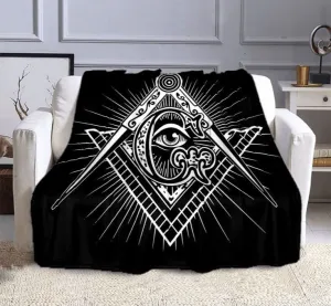 Master Mason Blue Lodge Blanket - Eye Of Providence (Black & Blue)