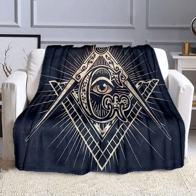 Master Mason Blue Lodge Blanket - Eye Of Providence (Black & Blue)