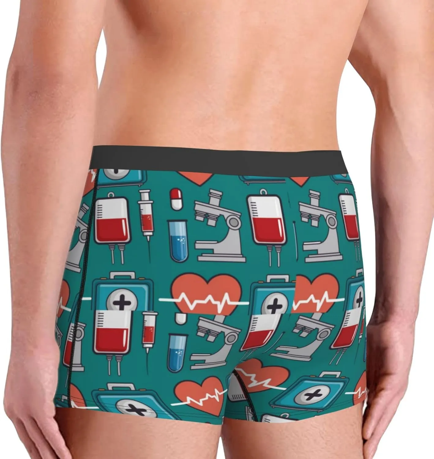 Medical Elements Print Boxer Briefs For Men Breathable Underwear-