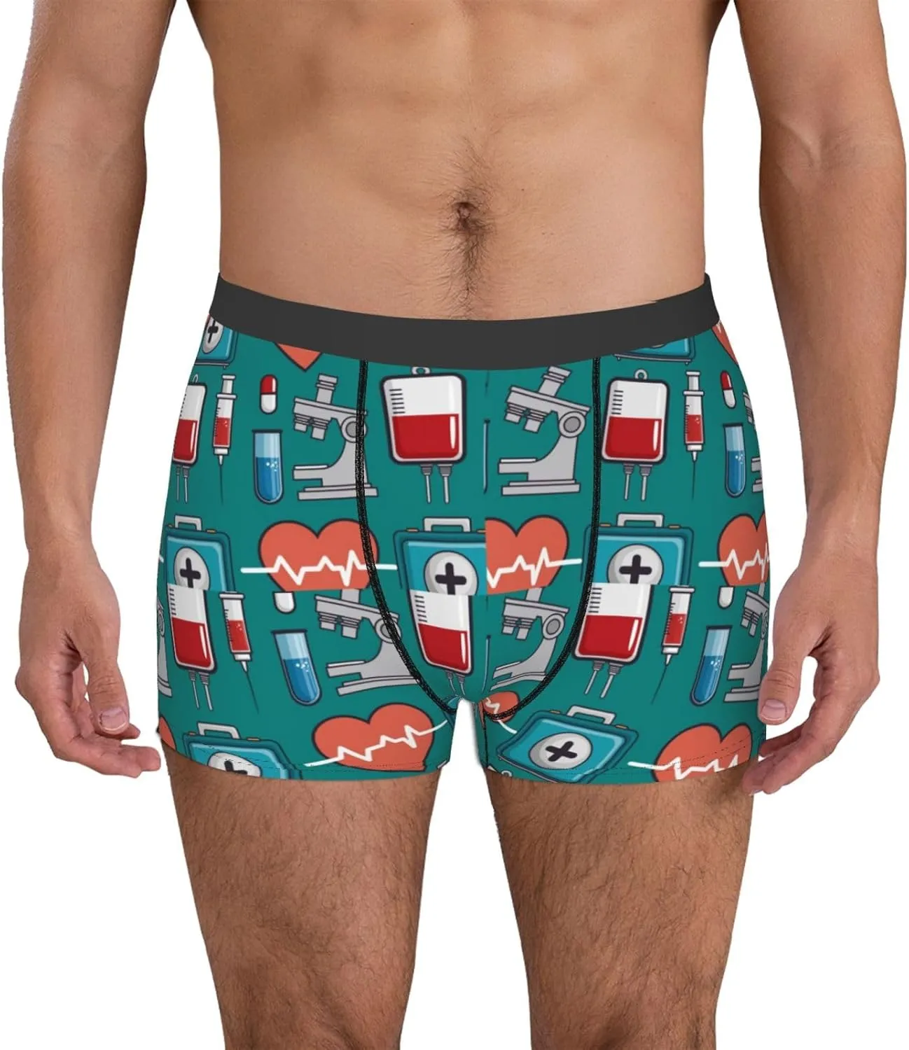 Medical Elements Print Boxer Briefs For Men Breathable Underwear-